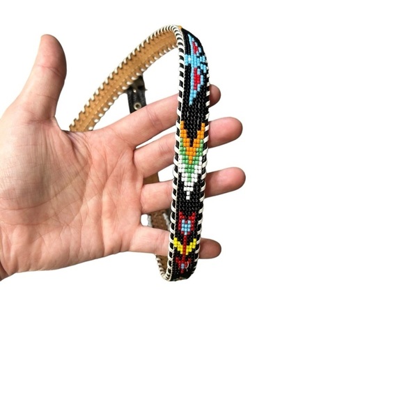 Vintage leather beaded belt - Picture 2 of 14